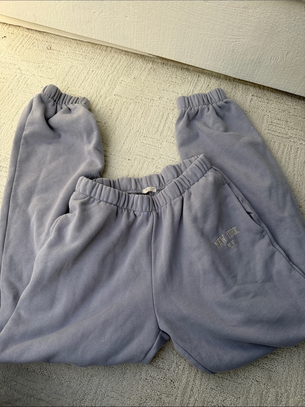 Brandy Melville Light Gray Sweatpants with New York Embroidery